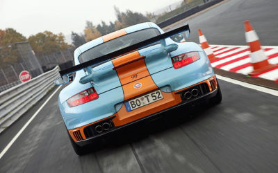 Porsche 997 GT2 9ff… 850 ch habillés en Gulf !